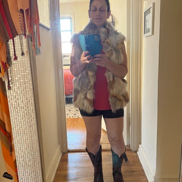 Adrienne Landau 100% Real Fox Fur Vest - Brown Tan Cream Gray - Size Small - Picture 7 of 9